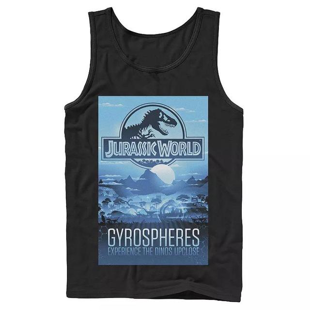 Mens Jurassic World Gyrospheres Tour Park Poster Graphic Tank Top Product Image