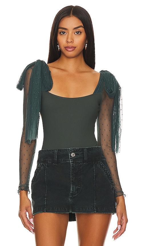 Free People Tongue Tied Mesh Sleeve Tie Shoulder Bodysuit Product Image