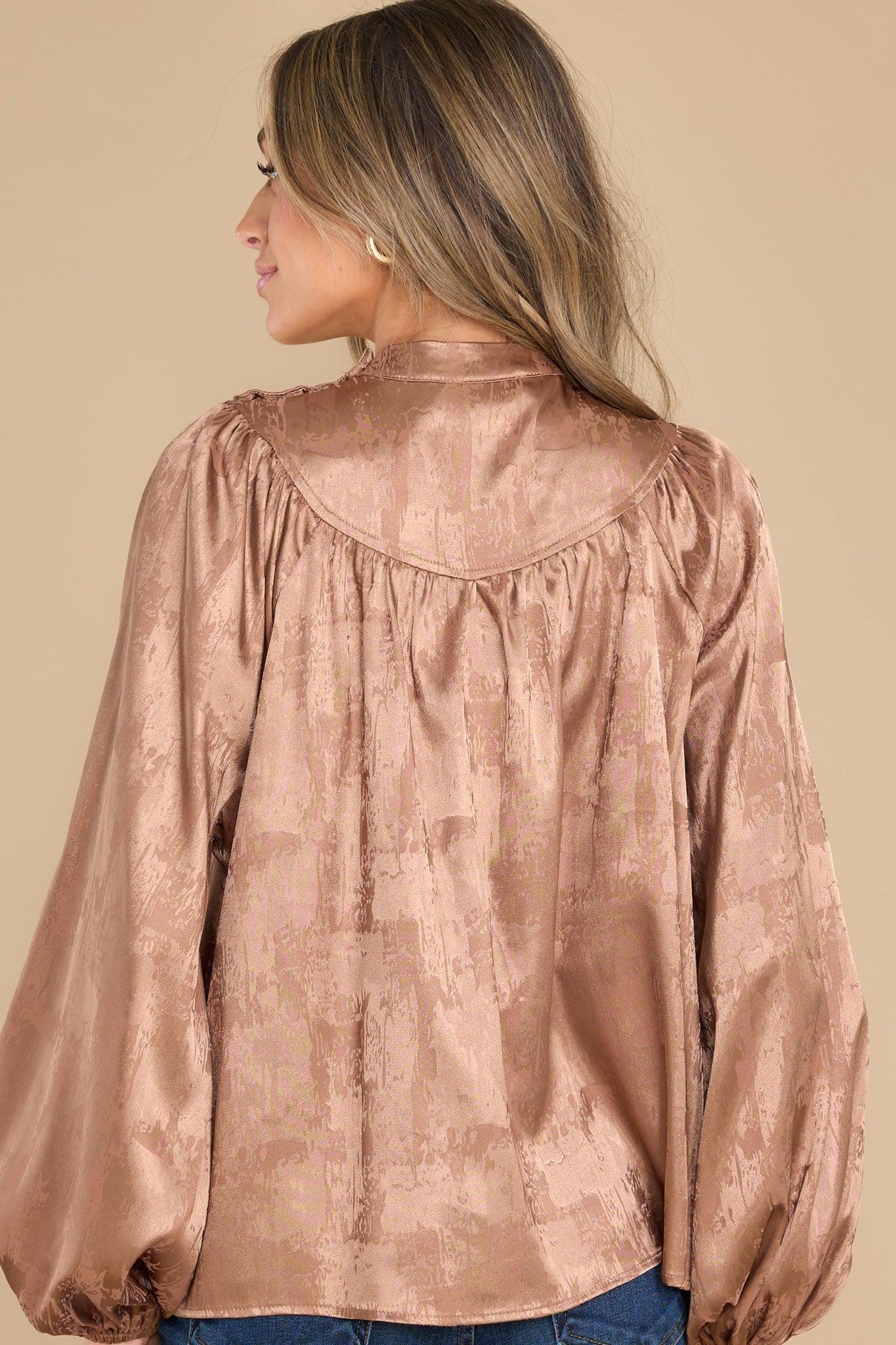 Aura Deserving Praise Light Mocha Satin Top Brown Product Image