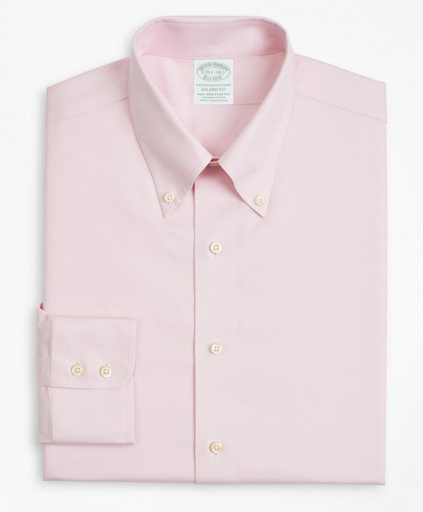 Stretch Milano Slim-Fit Dress Shirt, Non-Iron Twill Button-Down Collar Product Image