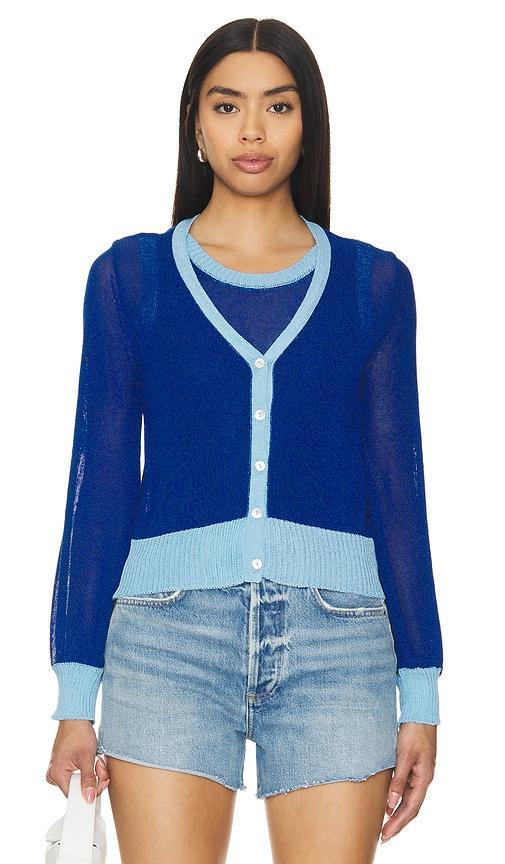 Balloon Contrast Crop Cardigan Product Image