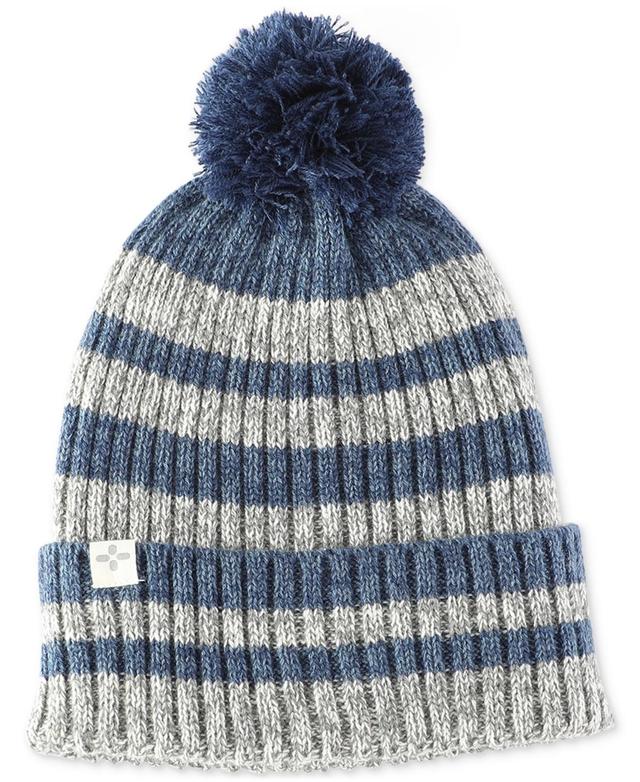 Sun + Stone Mens Striped Pom-Pom Hats, Created for Macys - Grey Product Image