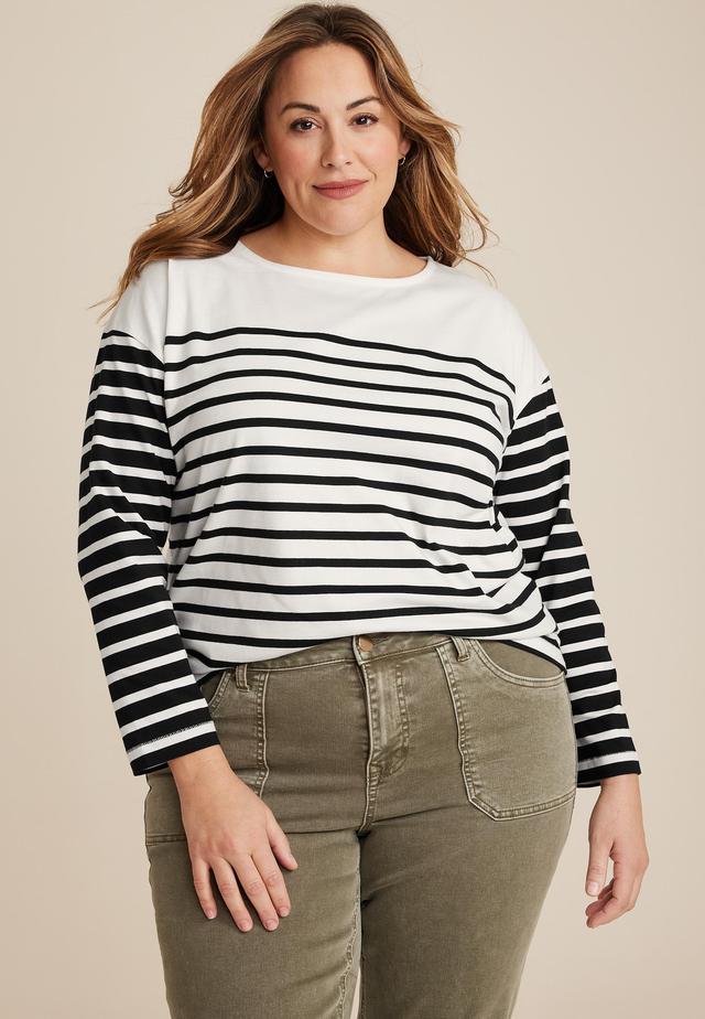 Maurices 4X Plus Size Womens Marina Striped Mixer Tee Product Image