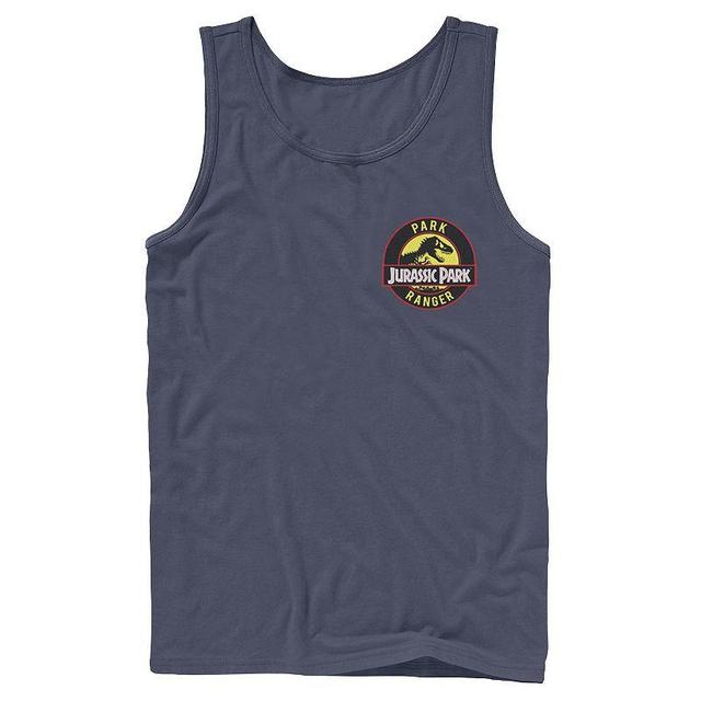 Mens Jurassic Park Ranger Logo Black Badge Graphic Tank Top Blue Product Image