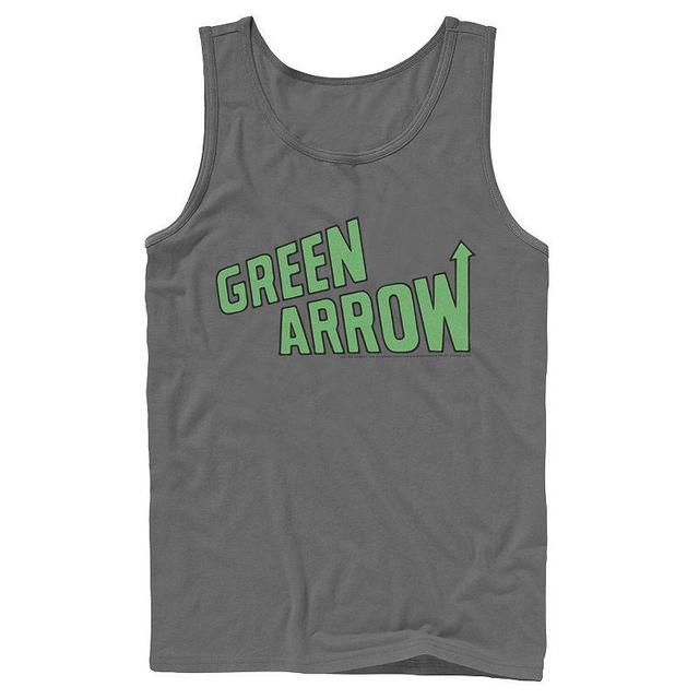 Mens DC Comics The Green Arrow Text Poster Tank Top Athletic Grey Product Image