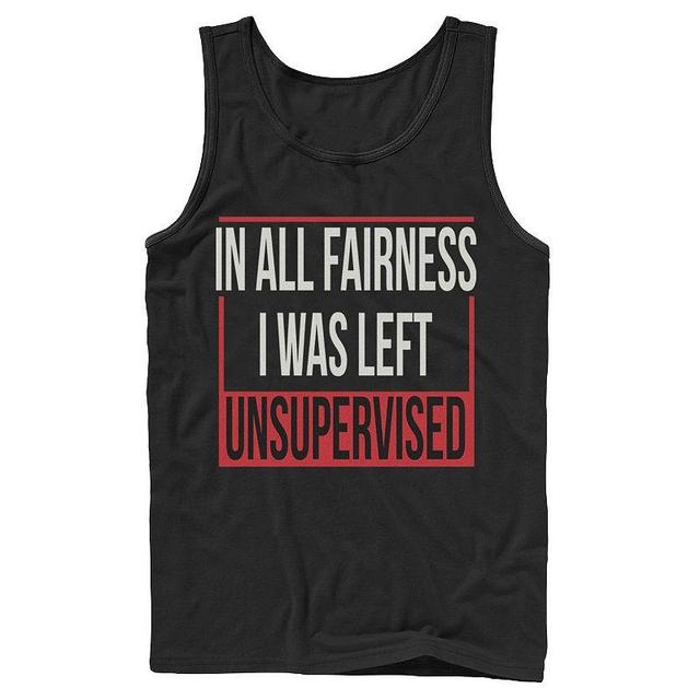 Mens In All Fairness I Was Left Unsupervised Box Text Graphic Tank Top Product Image