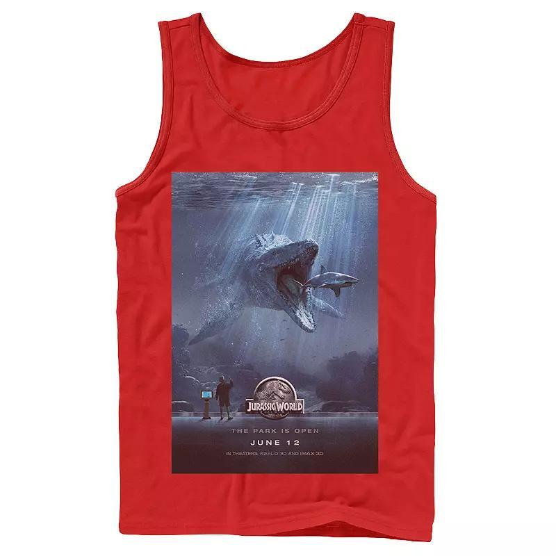 Mens Jurassic World Mosasaurus Movie Poster Tank Top Blue Product Image