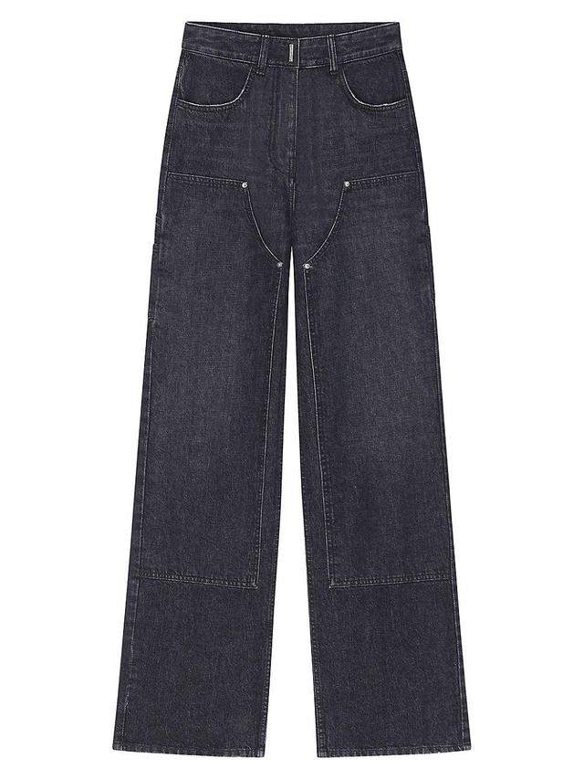 Womens Oversized Jeans In Denim With Patches Product Image