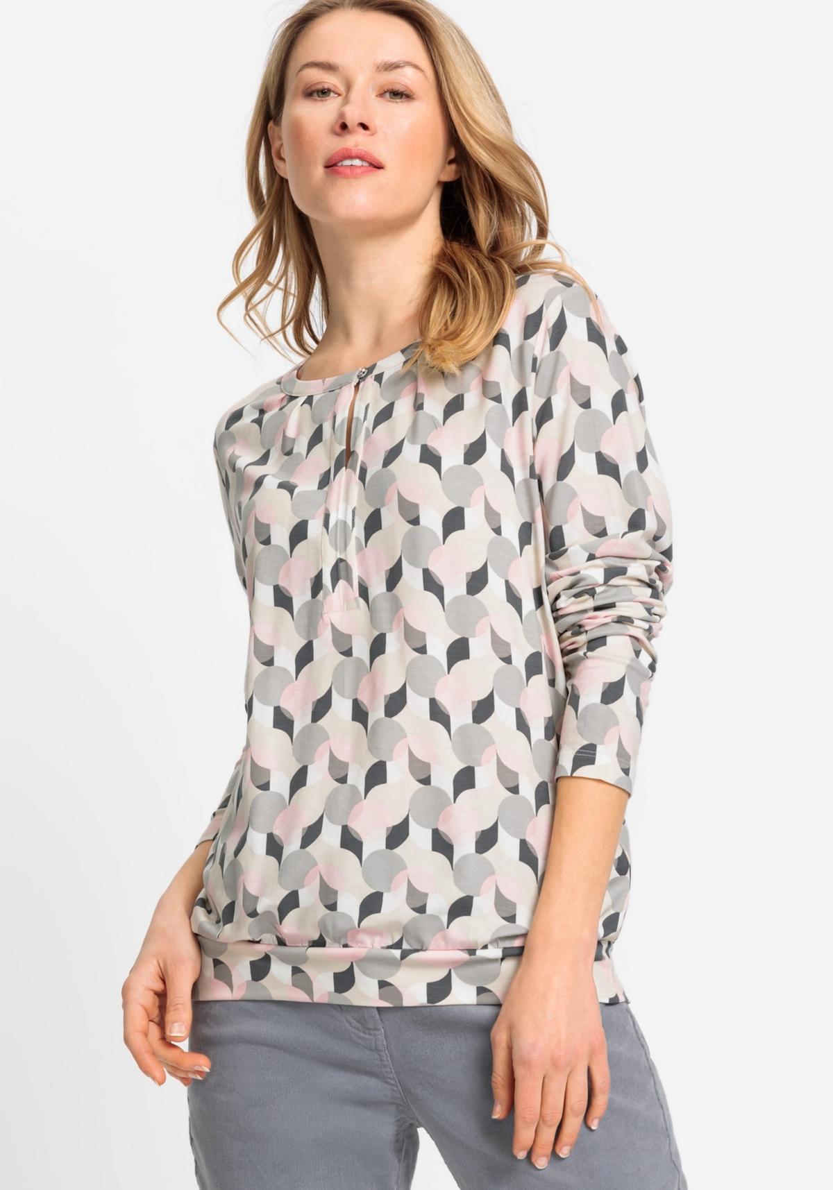 Olsen Womens Long Sleeve Retro Print T-Shirt Product Image