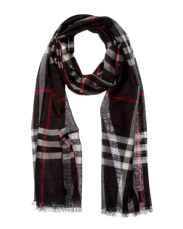 BURBERRY Check Wool & Silk-blend Scarf In Blue Product Image