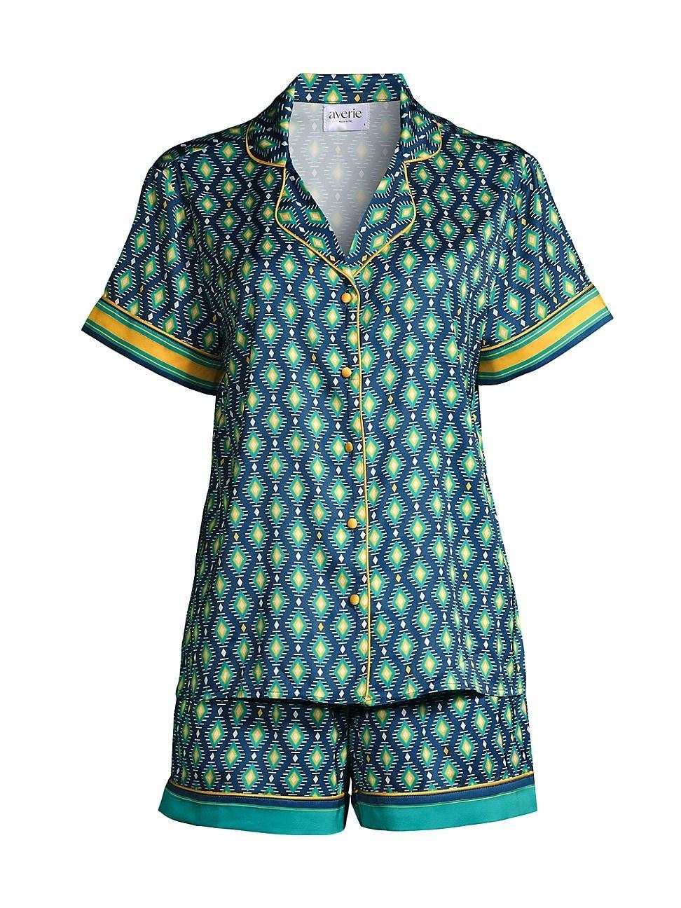 Womens Sunset Ocean Dip Printed Shorts Pajama Set Product Image