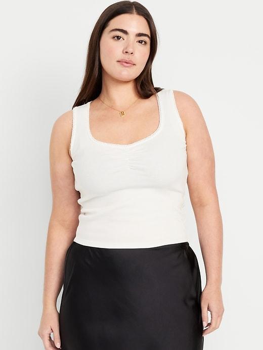 Cinched Rib-Knit Crop Tank Top Product Image