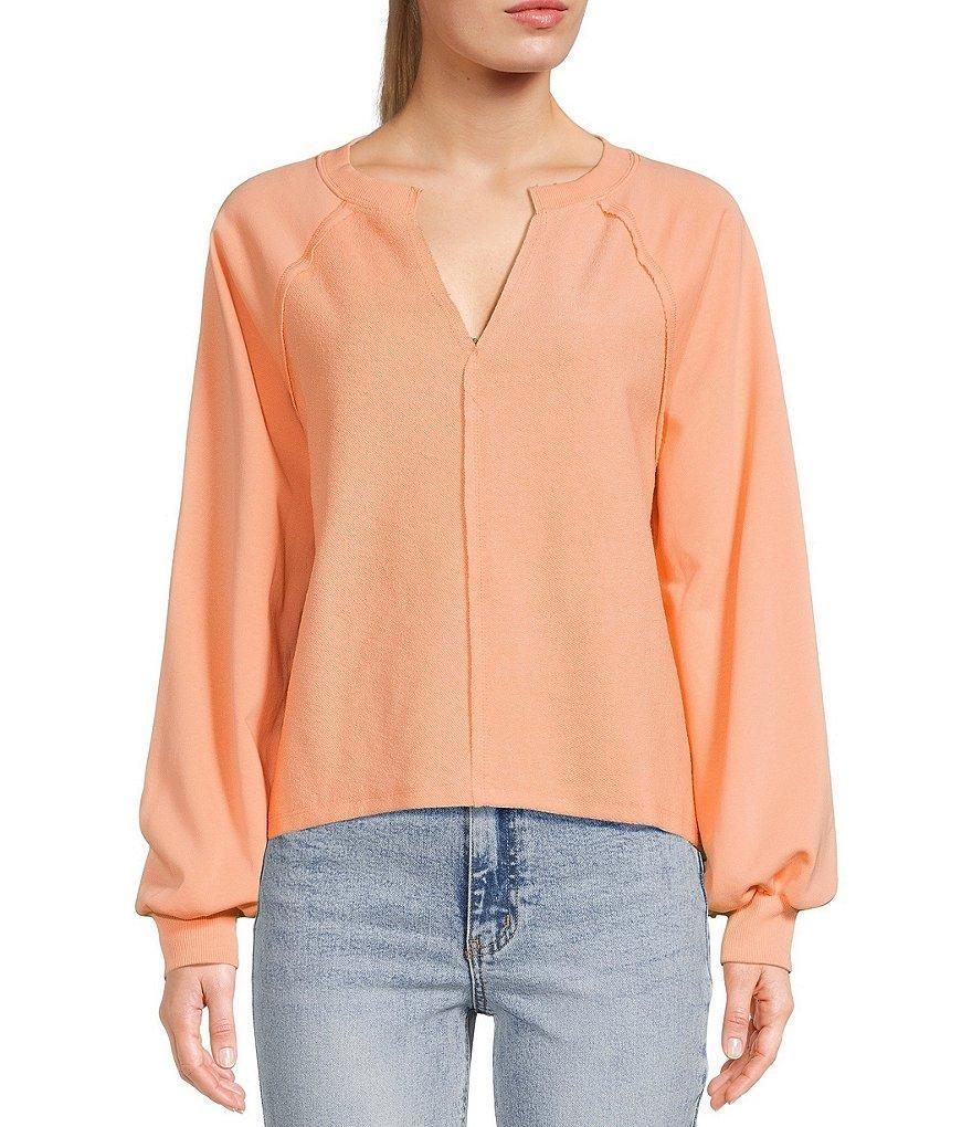 Blu Pepper V-Neck Long Sleeve Exposed Seam Top product image