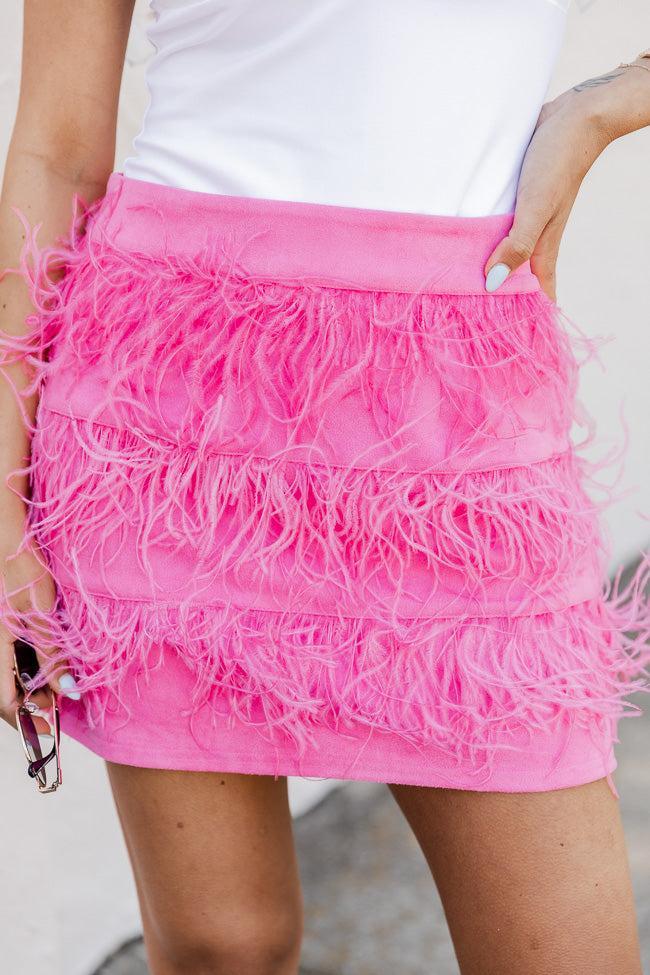 This Is Our Place Fuchsia Feather Trim Skirt FINAL SALE Product Image