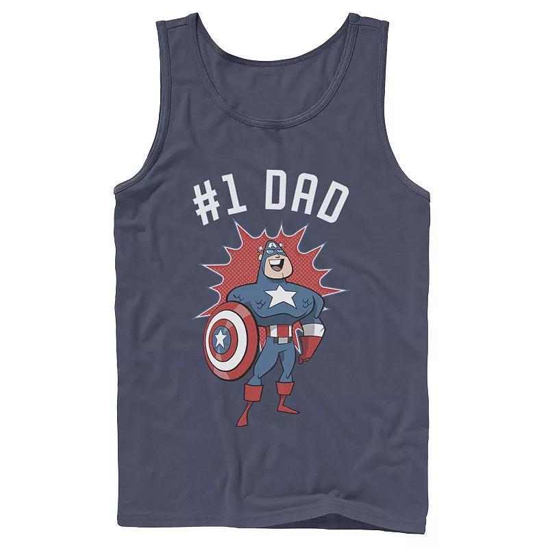 Mens Marvel Fathers Day #1 Dad Captain America Portrait Tank Top Blue Product Image