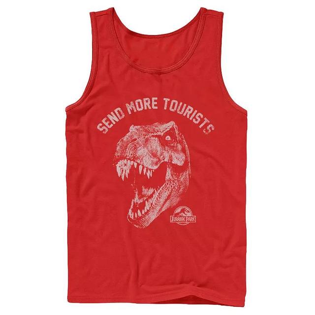 Mens Jurassic Park Tyrannosaurous Says Send More Tourists Tank Top Blue Product Image