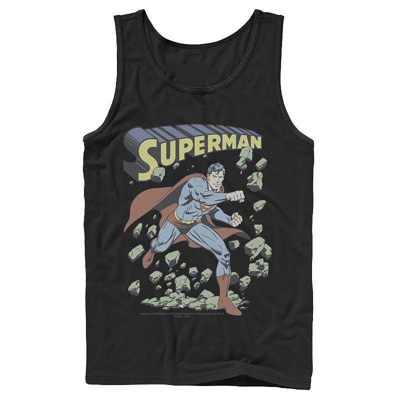 Mens DC Comics Superman With Rocks Vintage Poster Tank Product Image