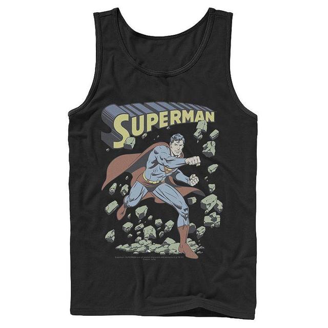 Mens DC Comics Superman With Rocks Vintage Poster Tank Product Image