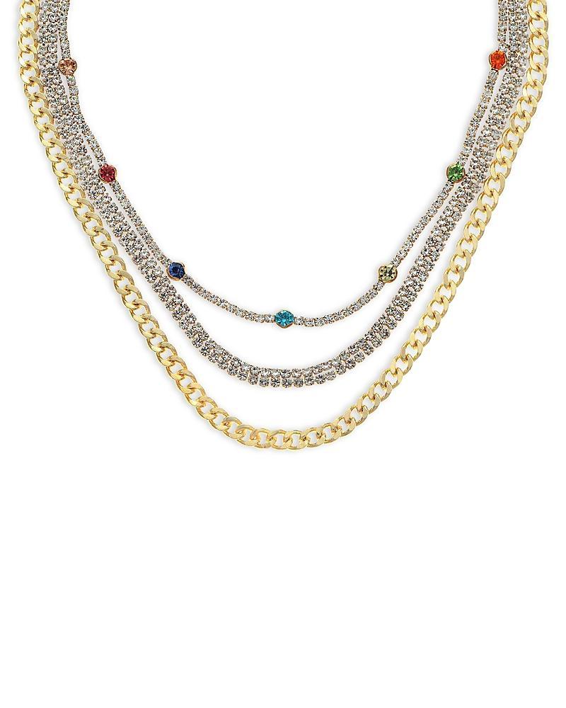 Womens 18K Gold-Plated & Glass Triple-Layered Necklace Product Image