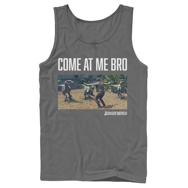 Mens Jurassic World Come At Me Bro Movie Still Graphic Tank Top Grey Product Image