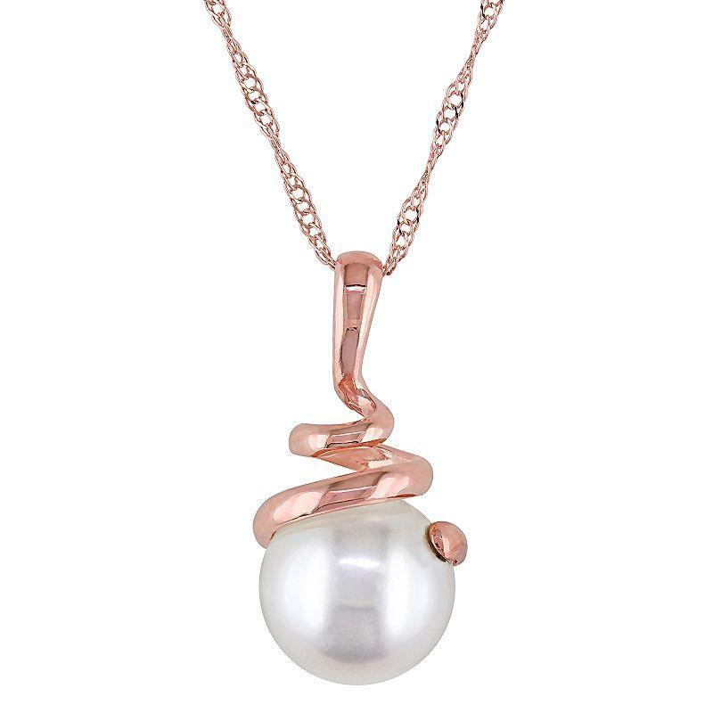 Stella Grace 14k Rose Gold Freshwater Cultured Pearl Pendant Necklace, Womens 14k Pink Product Image