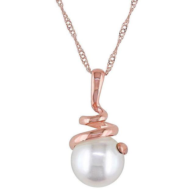 Stella Grace 14k Rose Gold Freshwater Cultured Pearl Pendant Necklace, Womens White Product Image