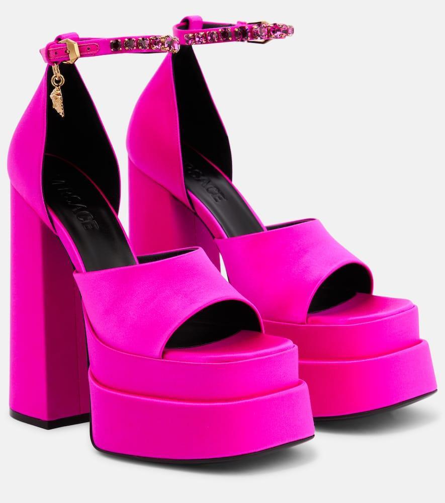 Satin Platform Pumps In Pink Product Image