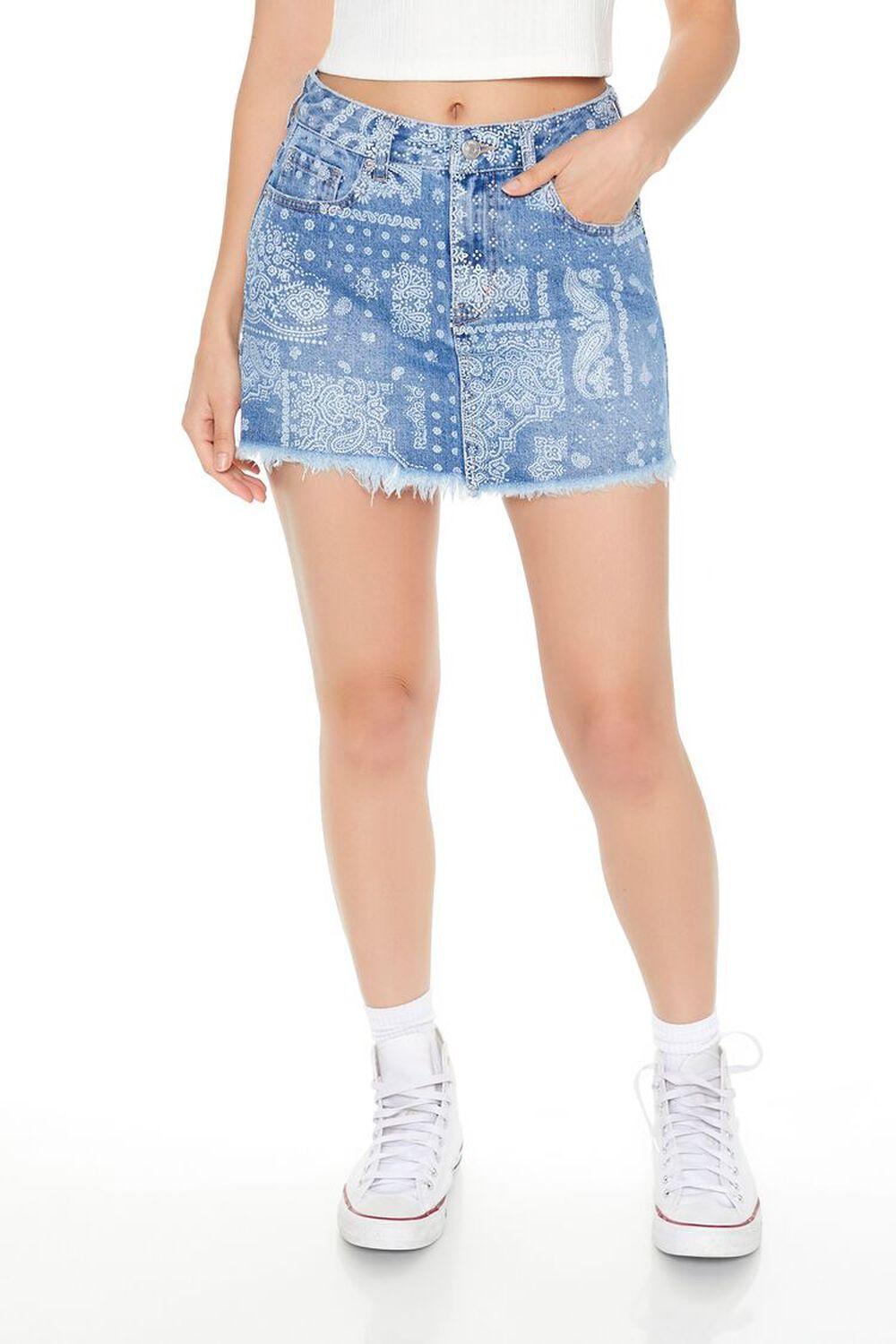 Bandana Print Denim Mini Skirt | Forever 21 Product Image