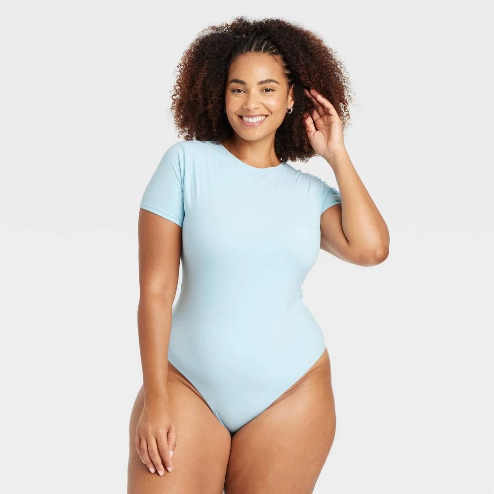 Womens Luxury Collection 4-Way Stretch Short Sleeve Bodysuit - Auden Turquoise 1X Product Image