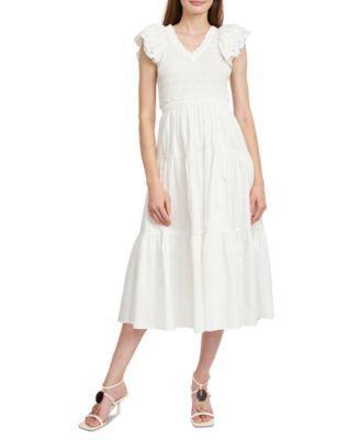 En Saison Womens Amaya Cotton Flutter-Sleeve Midi Dress Product Image