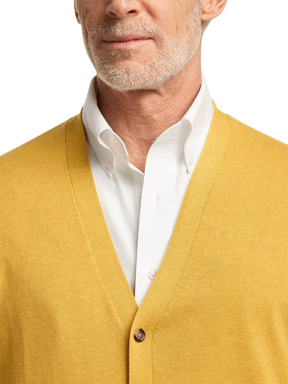 Supima Cotton Button Front Cardigan - Mustard Product Image