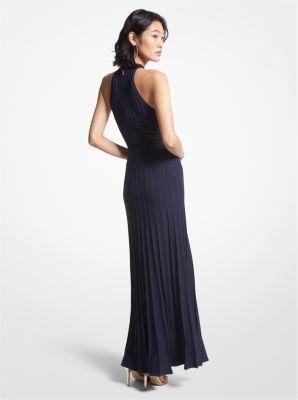 Ribbed Stretch Knit Halter Dress Product Image