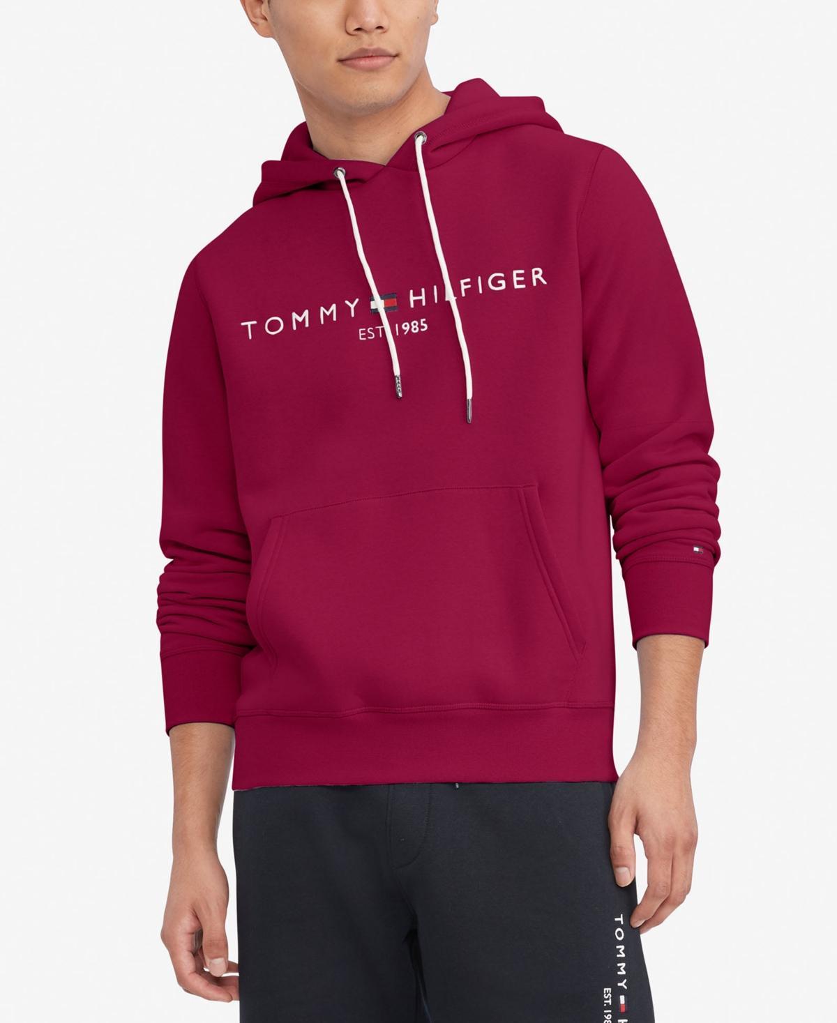 Mens Tommy Hilfiger Embroidered Logo Hoodie Cloud Grey Product Image