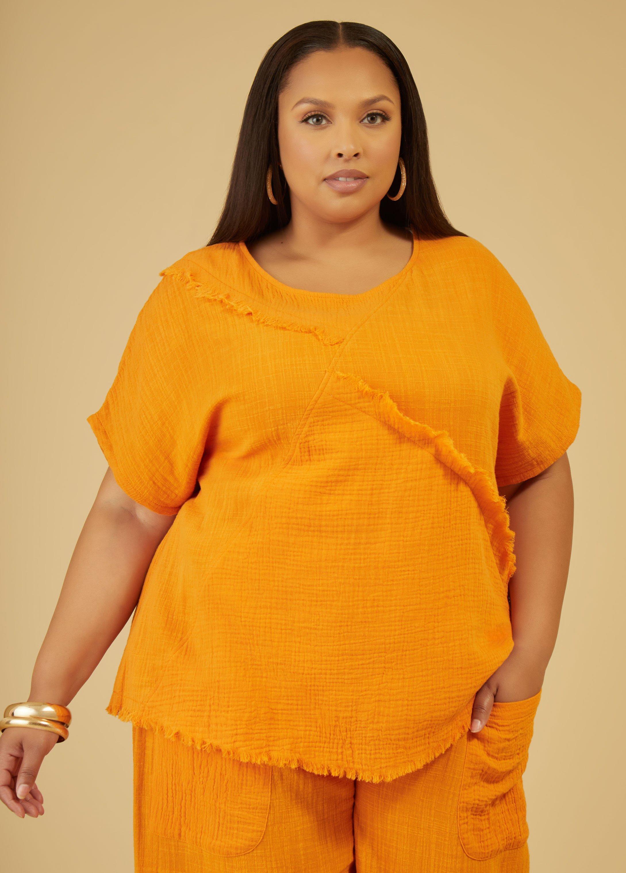 Plus Size Patchwork Cotton Gauze Top, - Ashley Stewart Product Image