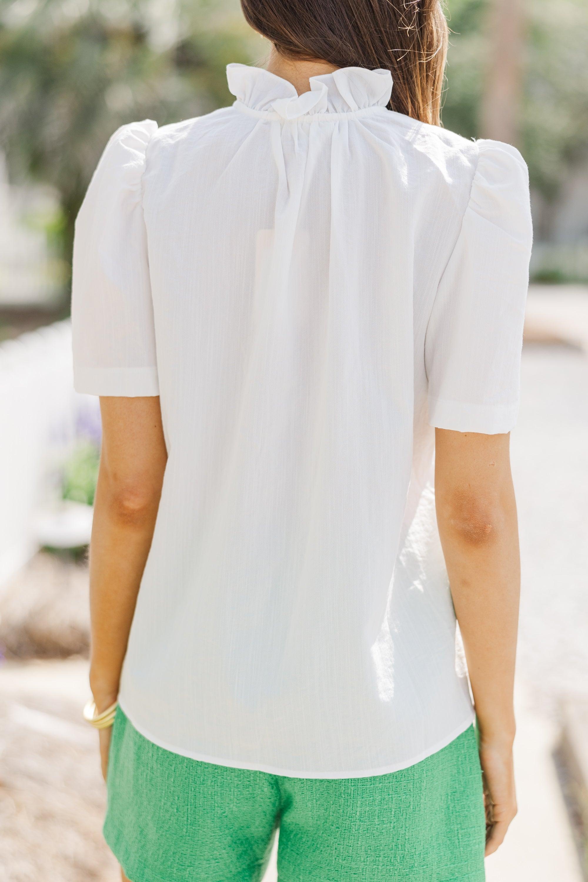 Watch Me Go White Ruffled Blouse Female Product Image