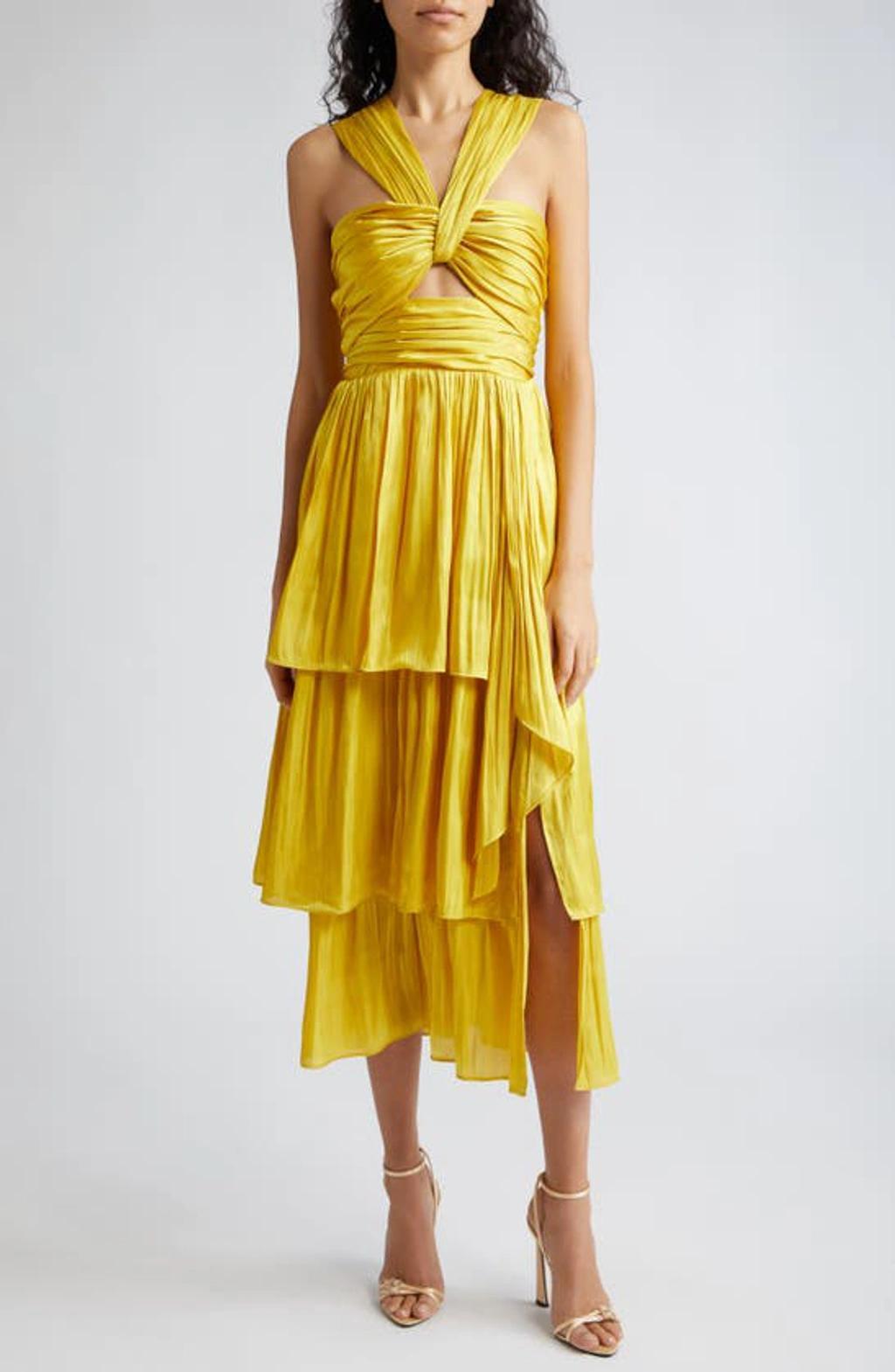 Malia Silk Midi Dress In Vivid Willow Product Image