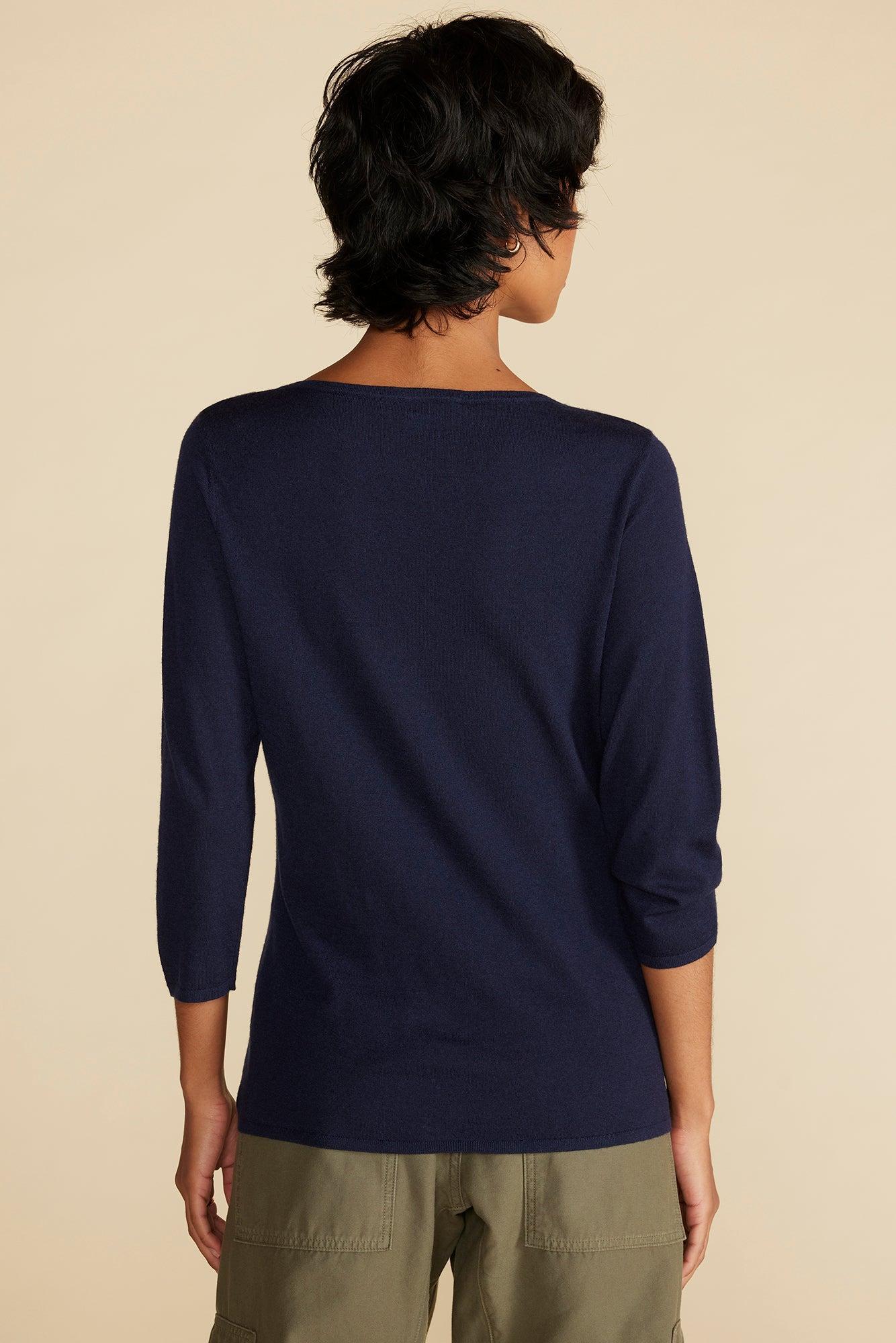 Fran Boatneck Cashmere Sweater - Navy Blue Product Image