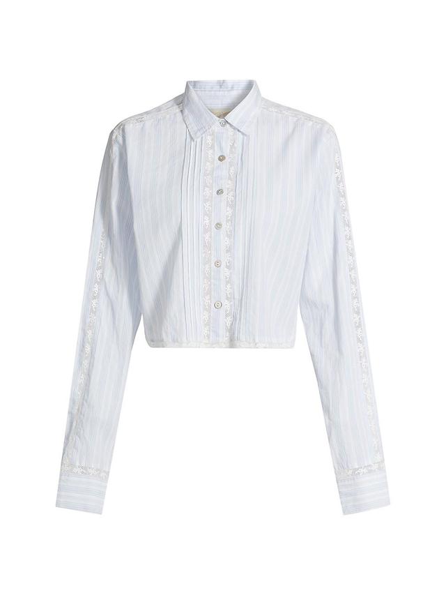 Womens Rosaway Striped Lace Crop Shirt Product Image