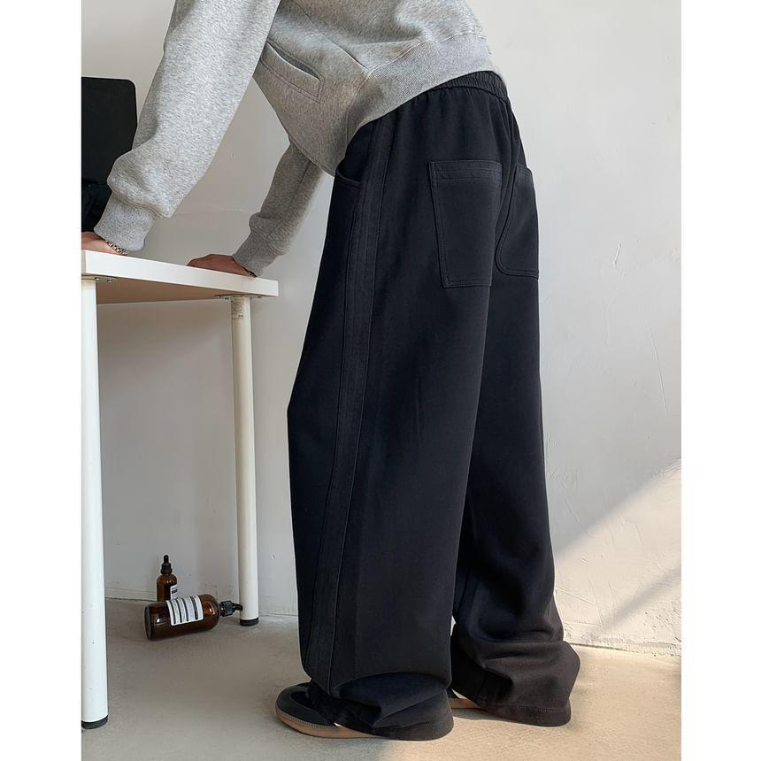 Drawstring Waist Wide Leg Sweatpants Product Image