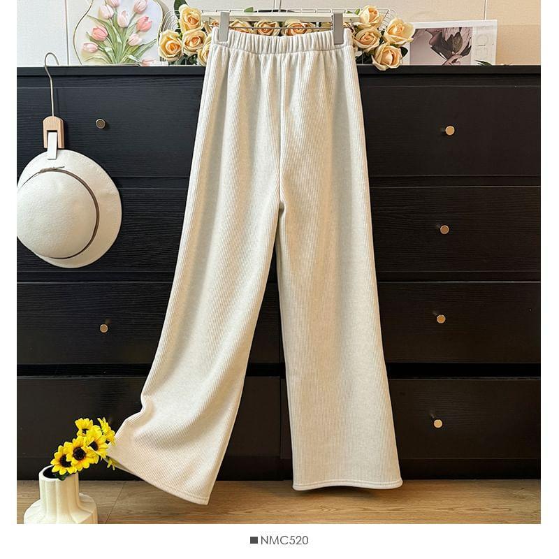 Fleece-Lined Wide-Leg Pants in 5 Colors Product Image