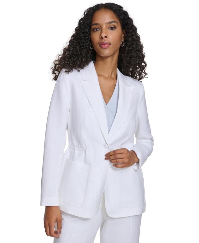 Calvin Klein Womens Peak-Lapel Single-Button Blazer Product Image