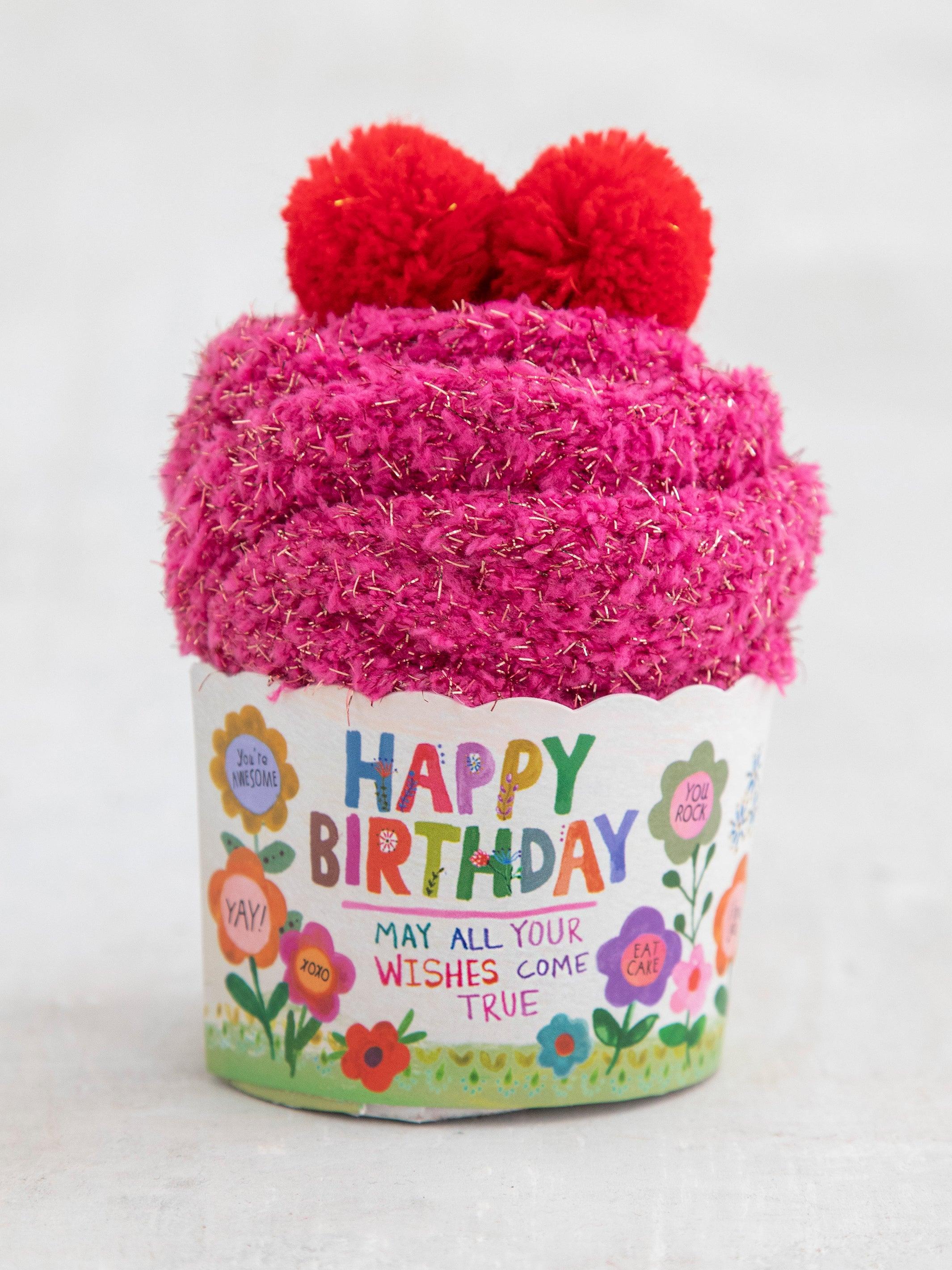 Cozy Cupcake Socks - Red Happy Birthday Product Image