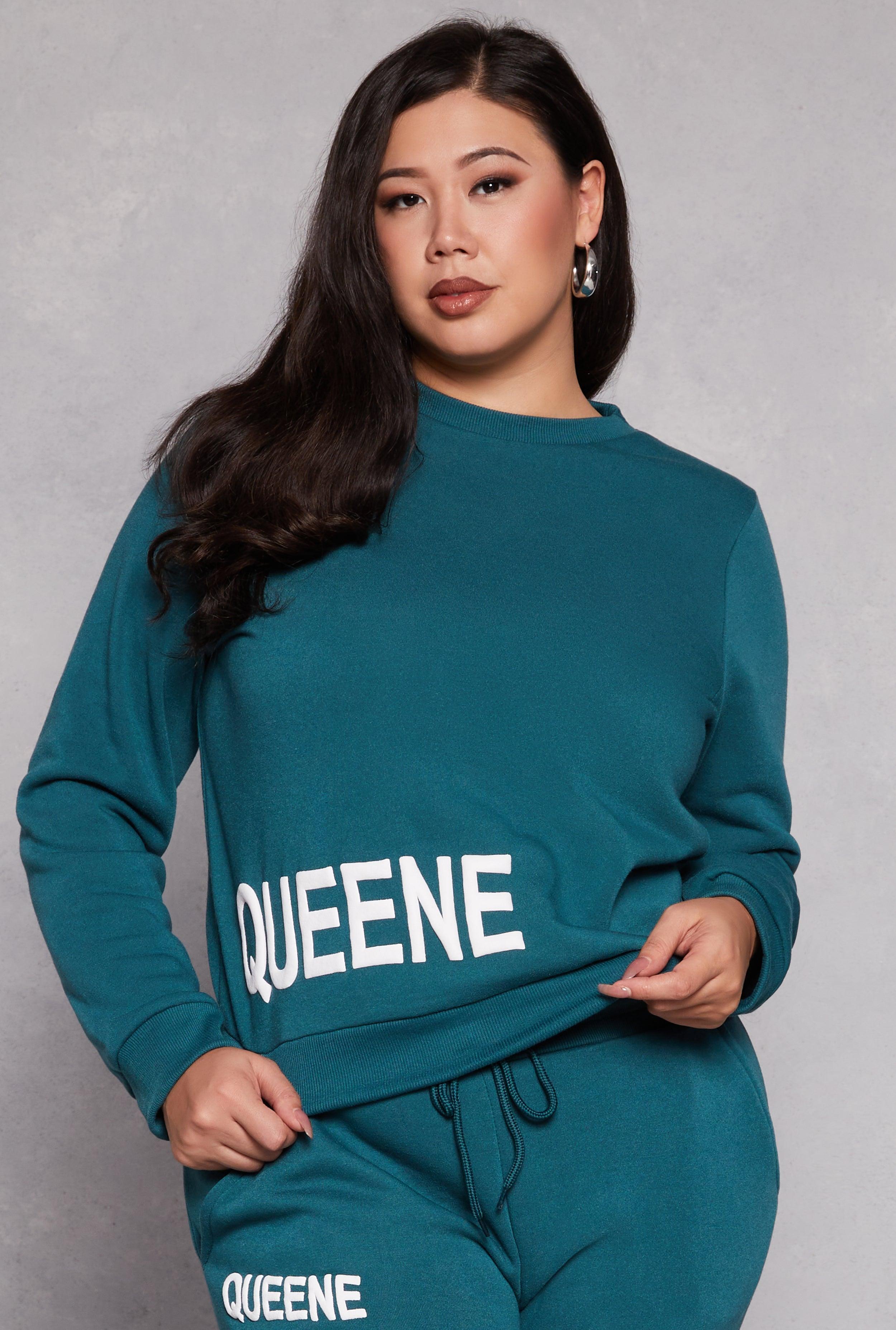 Womens Plus Size Queene Puff Print Fleece Lined Sweatshirt Product Image