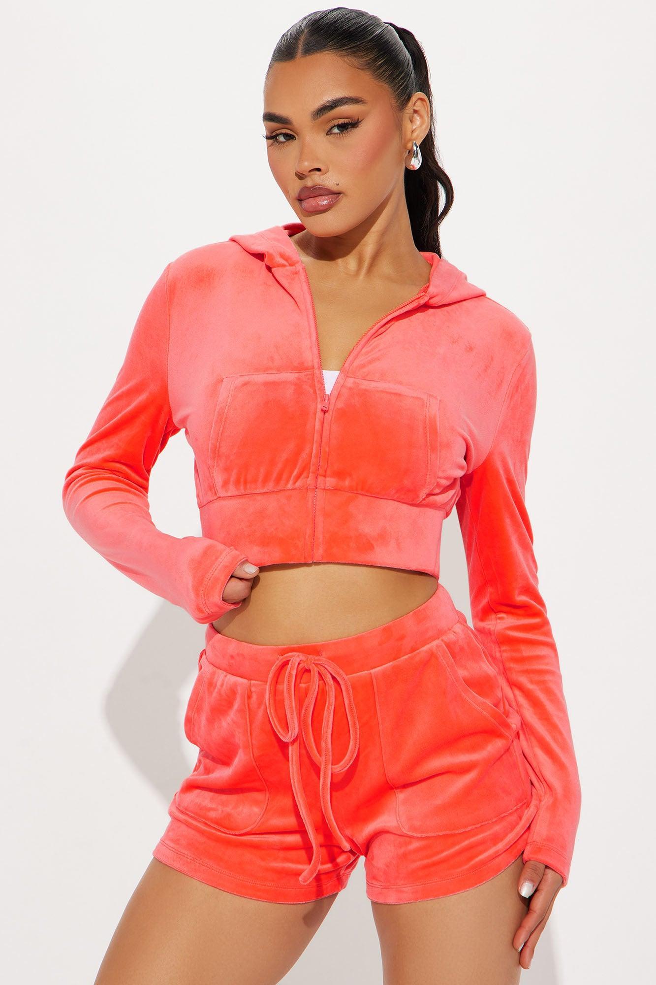 OG Lover Velour Short Set - Coral Product Image