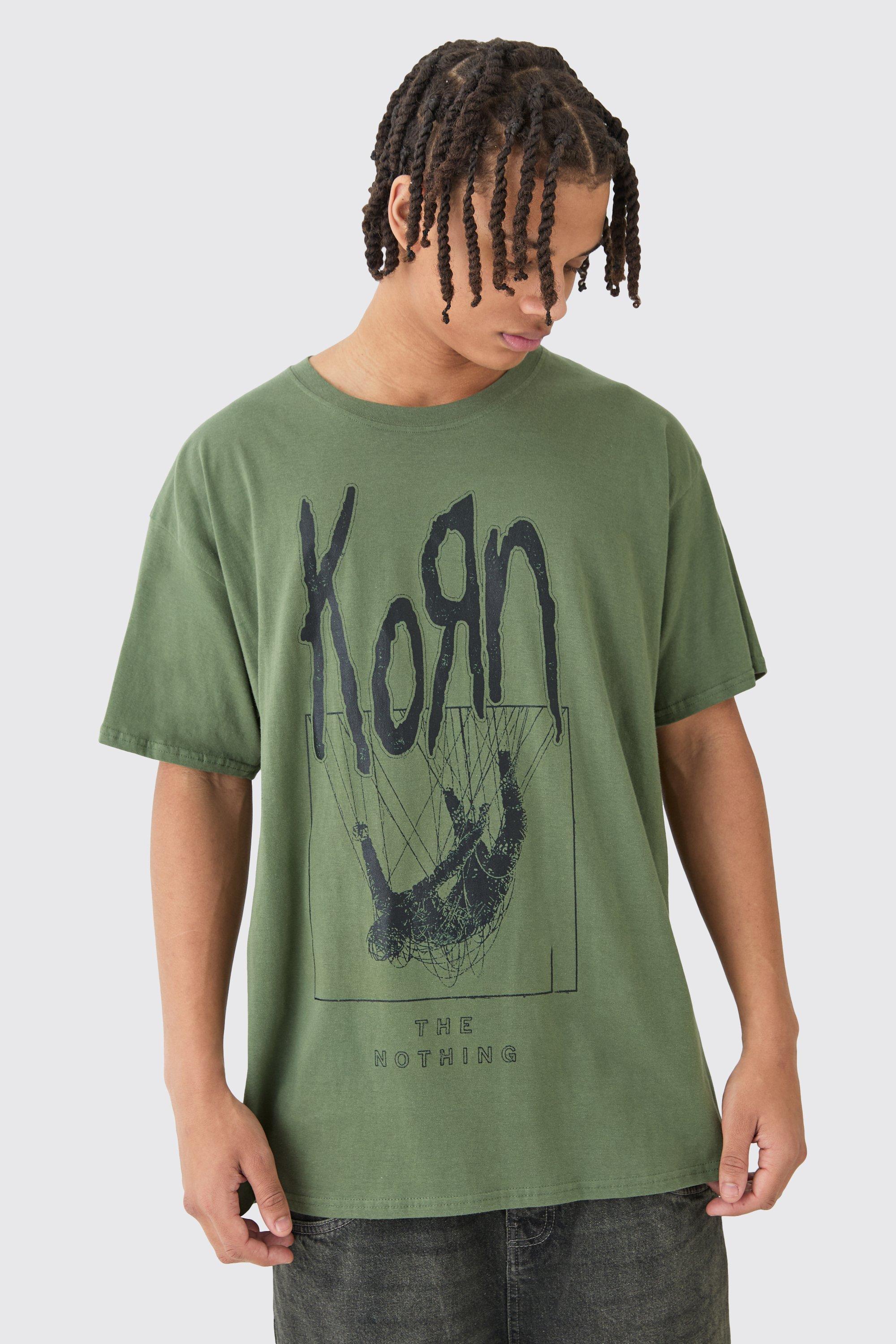 Mens Beige Loose Korn Wash License T-shirt, Beige Product Image