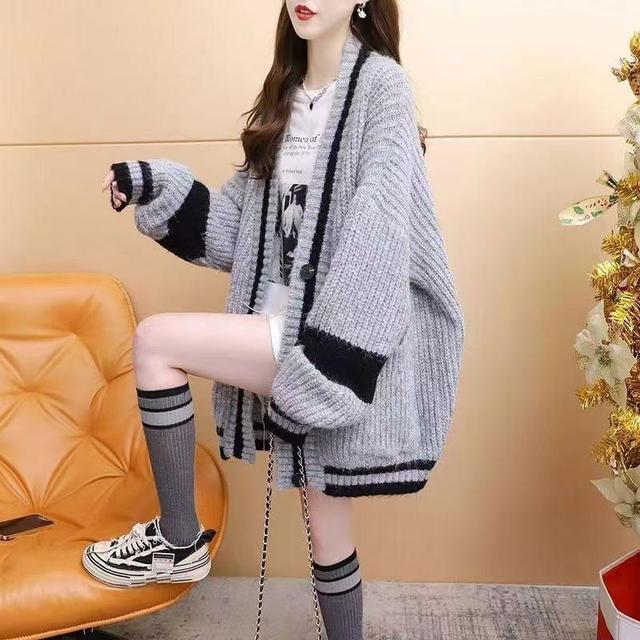 V-Neck Striped Cardigan Product Image