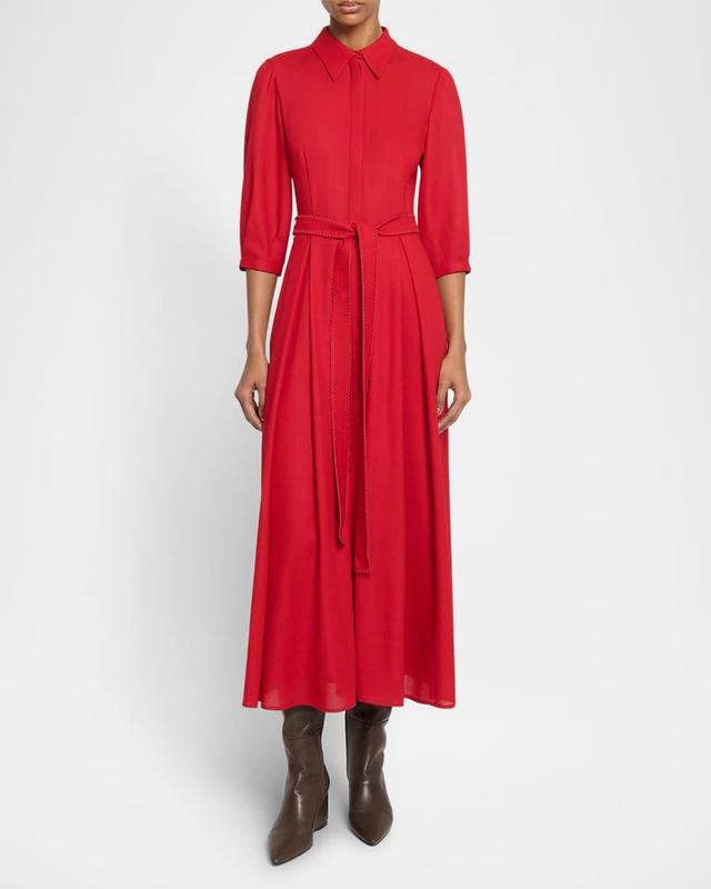 Andy 3/4-Sleeve Belted Maxi Shirtdress Product Image