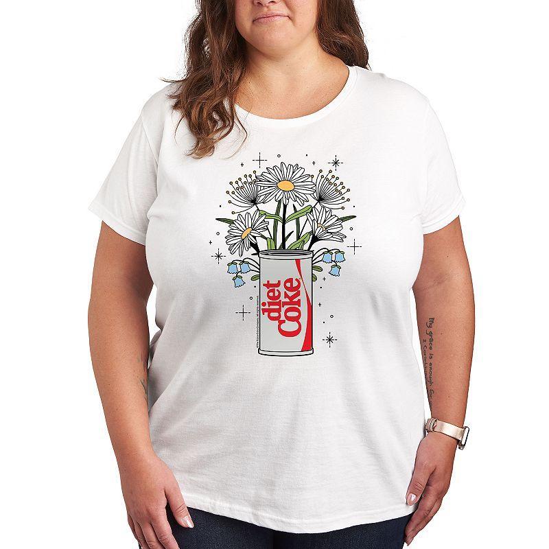 Plus Diet Coke Flowers Graphic Tee, Womens Grey Gray Product Image