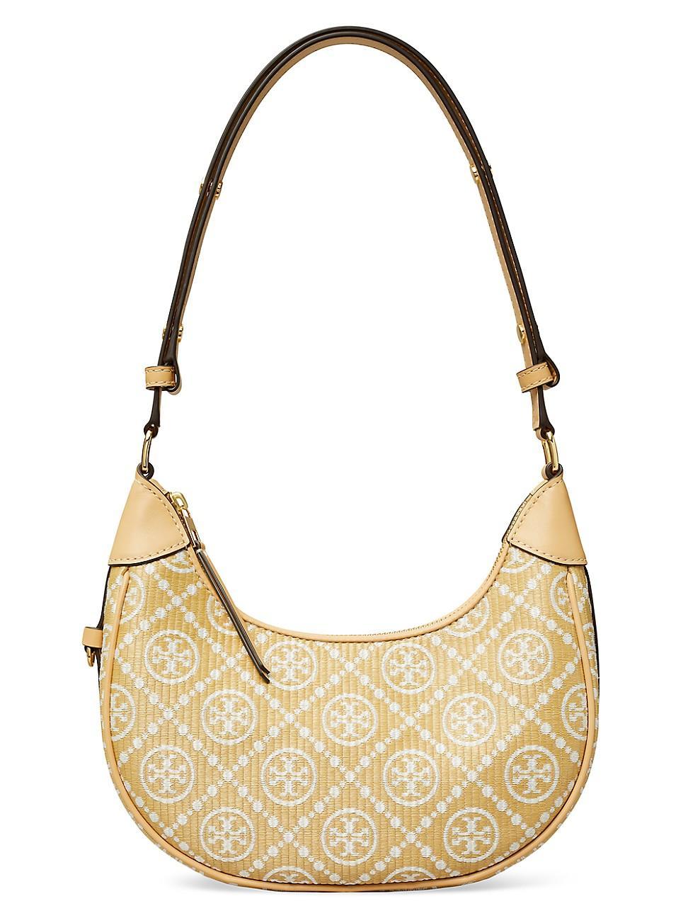 Womens T Monogram Raffia Crescent Bag Product Image