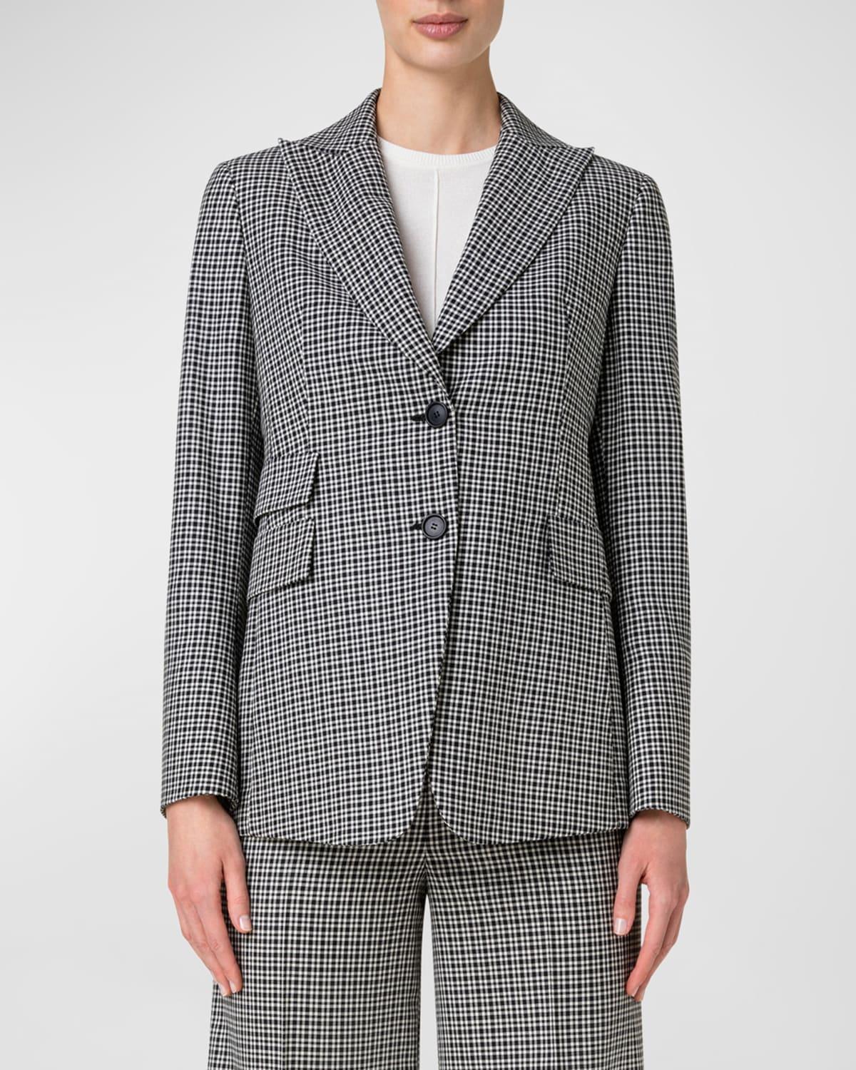 Womens Microcheck Wool Blazer Product Image